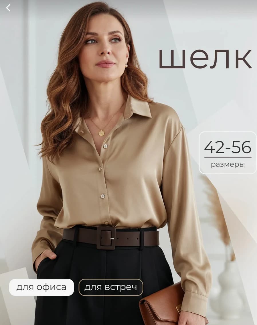 Блуза классическая шелковая
